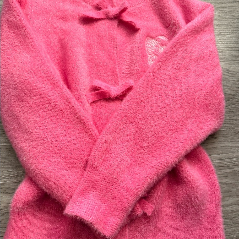 Luxurious Pink Bow-Accent Cardigan - Picture 5 of 5
